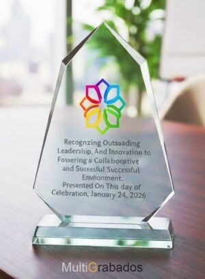 Trofeo de cristal con forma de diamante alargado modelo Apex Glass