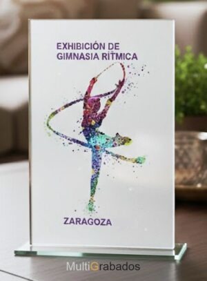 Placa de cristal rectangular con acabado mate tipo frost, personalizada