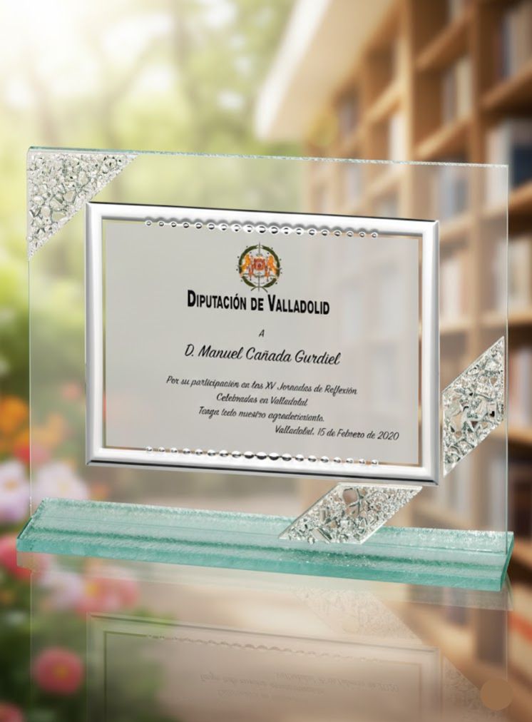 Placa de cristal para homenajes y bodas