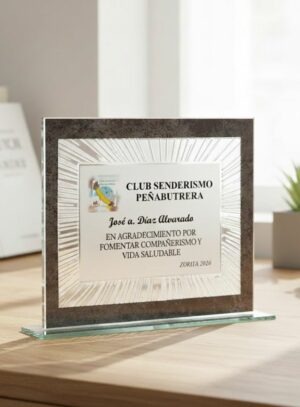 Placa de cristal para homenajes y bodas
