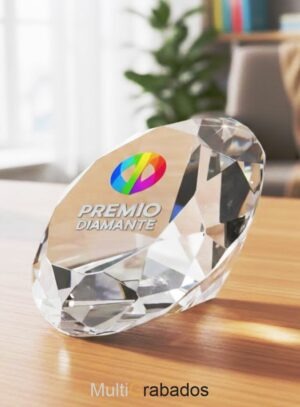 Pisapapeles de cristal con forma de diamante gigante
