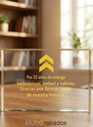 Trofeo de cristal rectangular personalizado